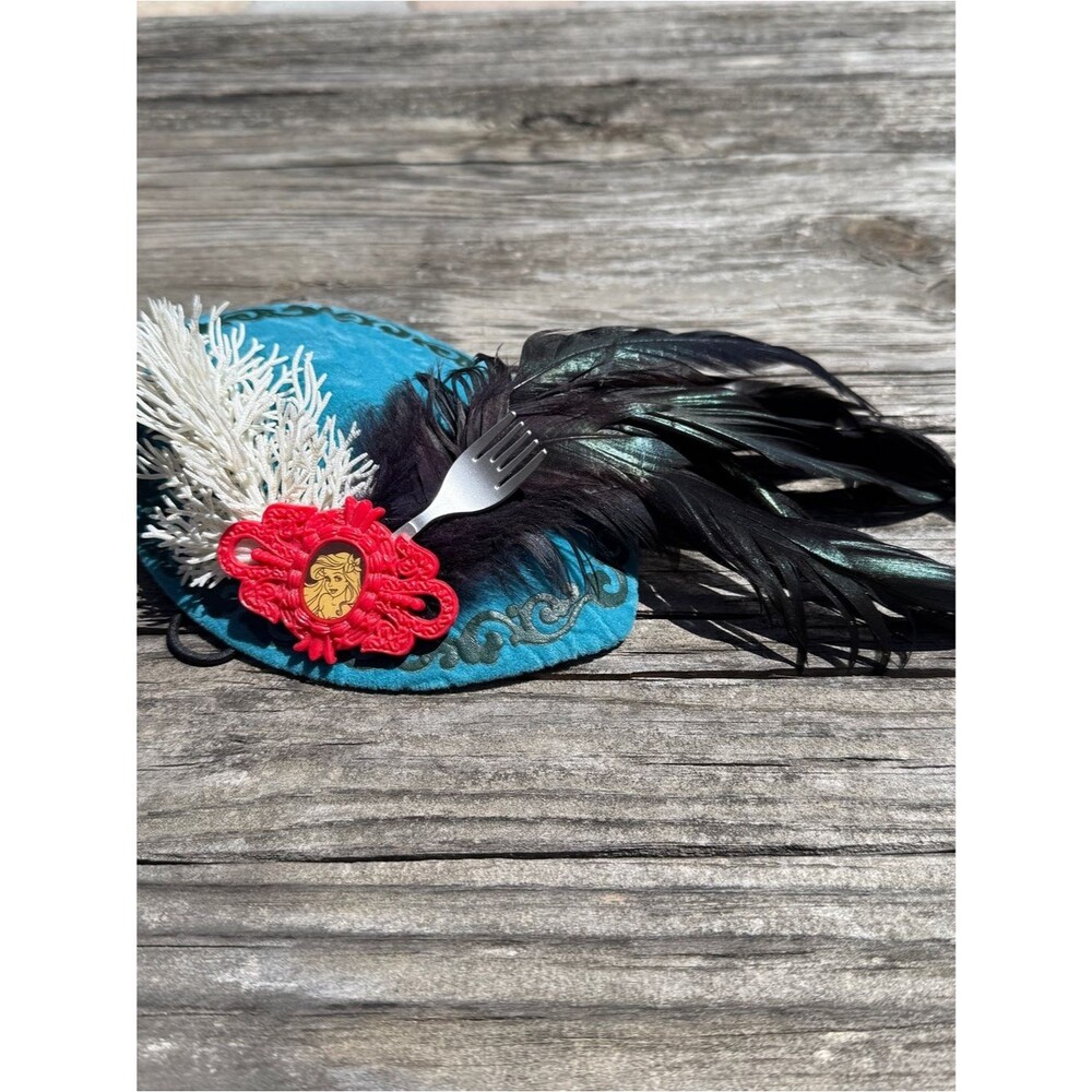 Turquoise Feathered Hairpiece with Red Medallion Disney The Little Mermaid